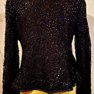 BASLER Sequined Embroidered Lace Jacket/Cardigan - size US 6